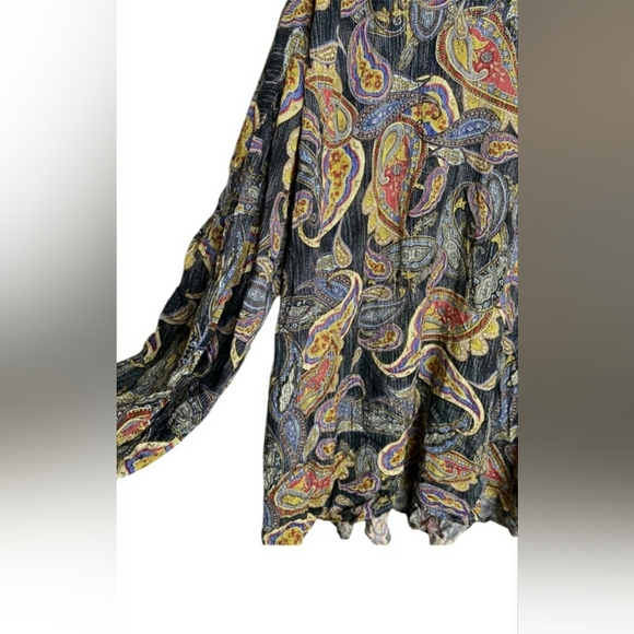 UMGEE Black Gold Colorful Paisley Swing Lightweight Top/Dress Balloon Sleeve - Picture 4 of 13